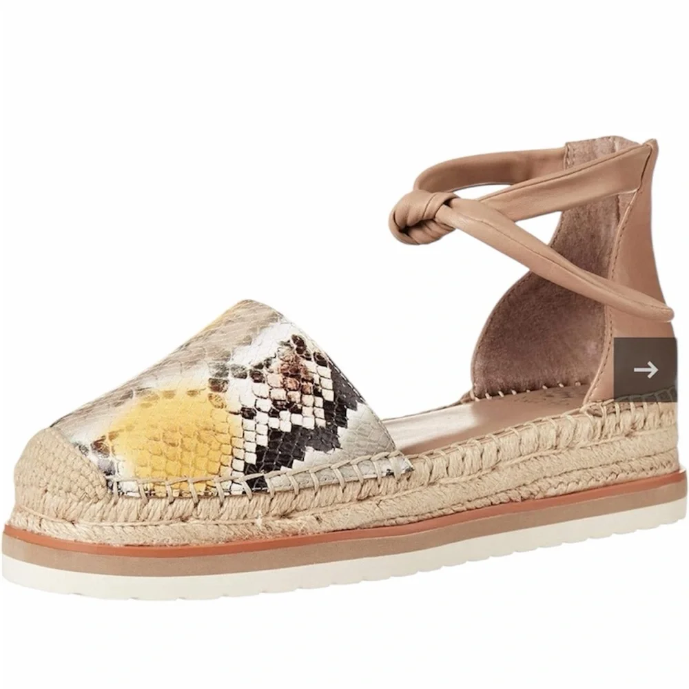 Women's Snakeskin Espadrille Flats Vince Camaro size 9 (40) EUC
